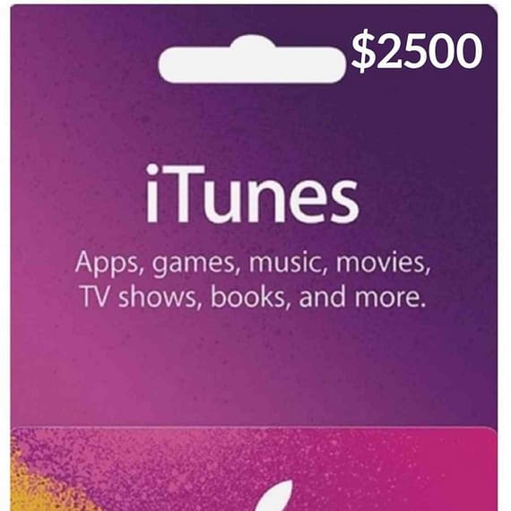 $2500 USA Apple iTunes Card (Instant E-mail Delivery) Gift Cards "BAE" Charm Bracelet