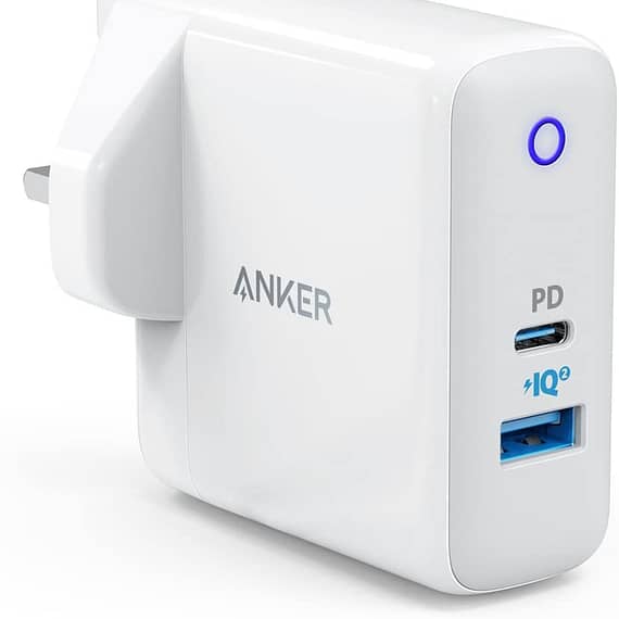 Anker PowerPort PD Plus 2 30W 2-Port Wall Charger A2636K21, White Electronics "BAE" Charm Bracelet