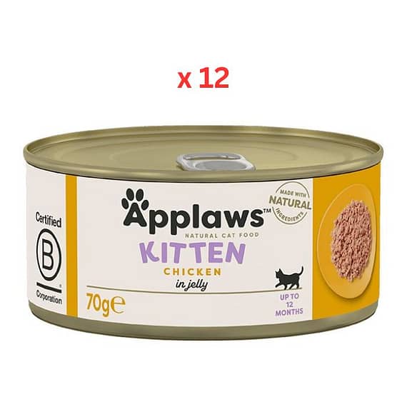 Applaws Kitten Chicken Wet Food Tin 70G (Pack Of 12) Cat Food "BAE" Charm Bracelet