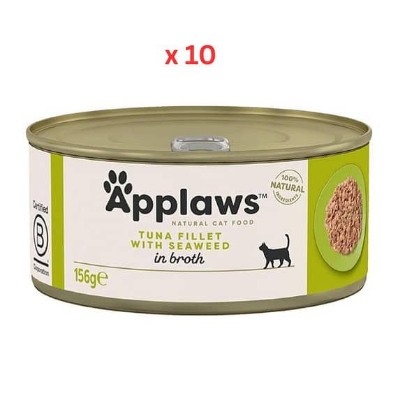 Applaws Tuna Fillet with Seaweed in Broth Wet Cat Food Tin 70G (Pack Of 10) Cat Food "BAE" Charm Bracelet