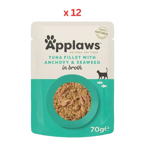 Applaws Tuna With Anchovy & Seaweed In Broth Wet Cat Food 70g X 12 Bulk Buy "BAE" Charm Bracelet