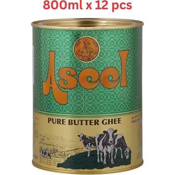 Aseel Pure Butter Ghee, 800ml (Pack of 12) Food Cupboard "BAE" Charm Bracelet