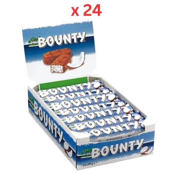 Bounty Coconut Milk Chocolate 57g Box Of 24 Confectionery "BAE" Charm Bracelet