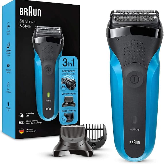 Braun Shaver 310Bt,Series 3 Shave And Style Rechargeable Wet And Dry Electric Shaver-(Blue/Black)-(Shaver 310BT) Household "BAE" Charm Bracelet