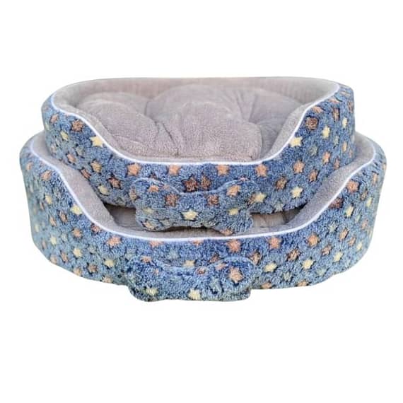 Coco Kindi Navy Star Printed Blue Washable Oval Shape Fur Bed For Dogs & Cats – Size 2 Beds & Cushions "BAE" Charm Bracelet