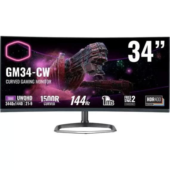 Cooler Master GM34-CW 34 Inch WQHD VA 144 Hz 1ms Gaming Monitor – CMI-GM34-CW Gaming Monitors "BAE" Charm Bracelet