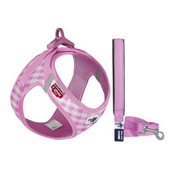 Curli Vest Harness With Curli Clasp Air Mesh & Leash For Dogs – Pink-Caro Small Collars & Harnesses "BAE" Charm Bracelet