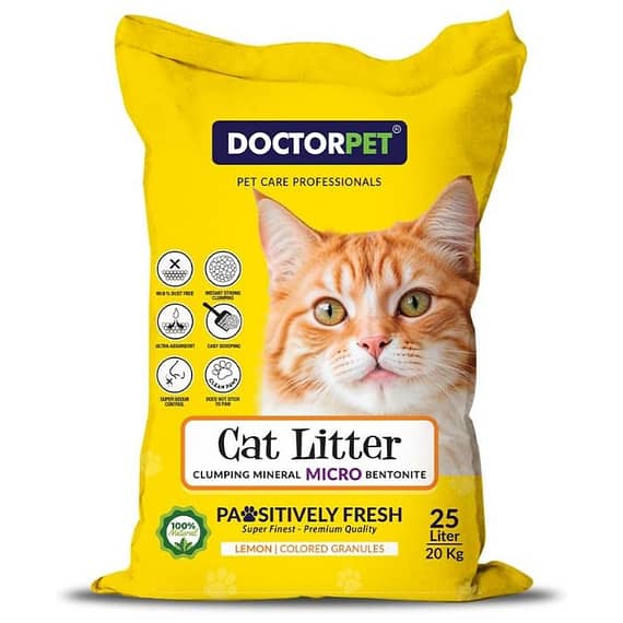 Doctor Pet Super Clumping Micro Bentonite Cat Litter – Lemon Scented – 25L Litter & Housetraining "BAE" Charm Bracelet