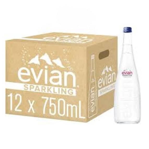 Evian Sparkling Natural Mineral Water 750 ml x 12 Carton Beverages "BAE" Charm Bracelet