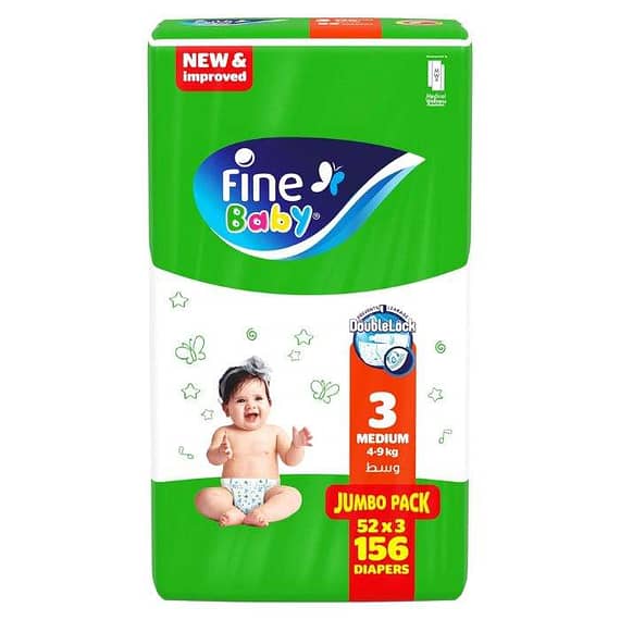 Fine Baby Absorbent Baby Open Medium Double Lock Supernova (Pack of 156) Baby Diapers "BAE" Charm Bracelet