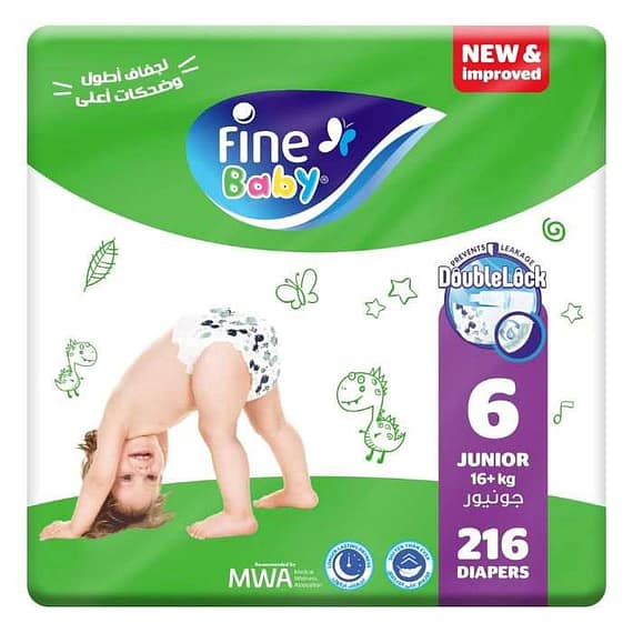Fine Baby Absorbent Open Junior Double Lock Supernova (Pack of 216) Baby Diapers "BAE" Charm Bracelet