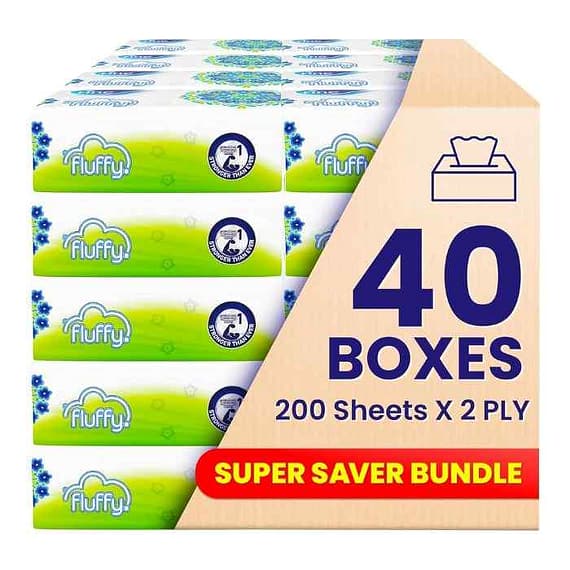 Fine Facial Tissue 200 sheets X 2 Ply (Pack of 40) Super Saver Bundle offer Grocery "BAE" Charm Bracelet