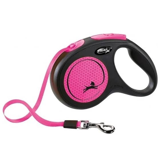 Flexi New Neon Neon Tape Leash Pink Medium Collars & Harnesses "BAE" Charm Bracelet