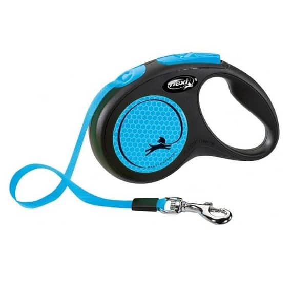 Flexi New Neon Tape Leash Blue Medium Collars & Harnesses "BAE" Charm Bracelet