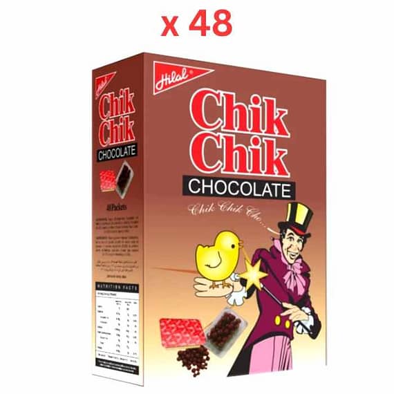Hilal Foods Chik Chik Chocolate 3.0g x 48Pieces Carton Confectionery "BAE" Charm Bracelet