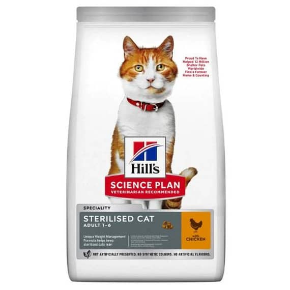 Hill's Science Plan Sterilised Young Adult Cat Food With Chicken – 3Kg Cat Food "BAE" Charm Bracelet