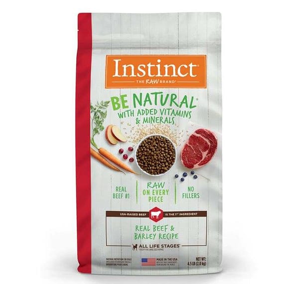 Instinct Be Natural Kibble Beef & Barley Recipe Natural Dry Dog Food (25Lbs) Dog Food "BAE" Charm Bracelet