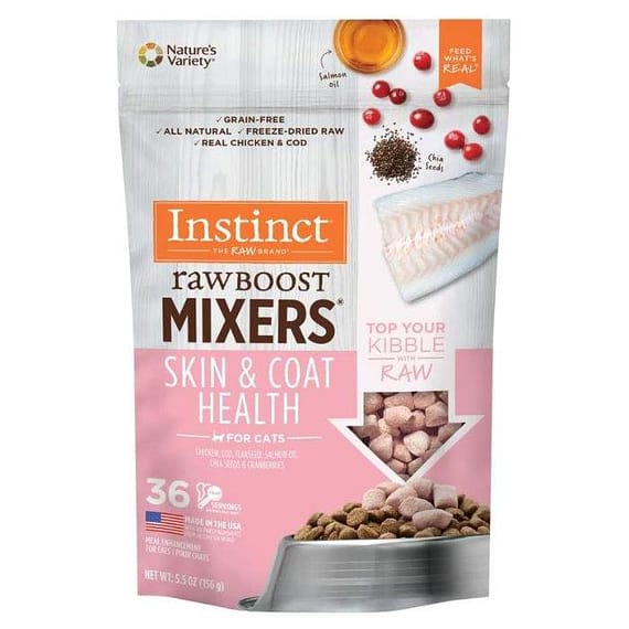 Instinct Raw Boost Mixers Skin & Coat Health Freeze Dried Cat Food Topper – 5.5OZ Cat Food "BAE" Charm Bracelet