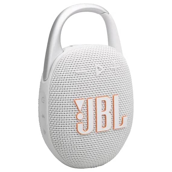JBL Clip 5 Ultra, Portable Waterproof Speaker, White Bluetooth Speakers "BAE" Charm Bracelet