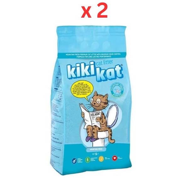 Kiki Kat White Bentonite Clumping Cat litter Mountain Fresh 5L (4.35 KG) (Pack of 2) Litter & Housetraining "BAE" Charm Bracelet