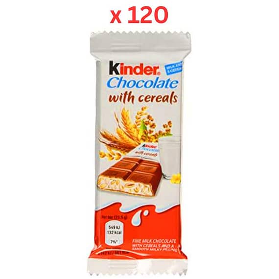 Kinder Chocolate Cereals 23.5G, Box Of 120Pcs Confectionery "BAE" Charm Bracelet