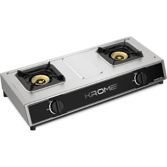 Krome Gas Stove 2 Burners, Auto Ignition, Double Brass Burners, LPG Gas Stove, Stainless Steel , KR-GSFC2041 Gas & Stove "BAE" Charm Bracelet