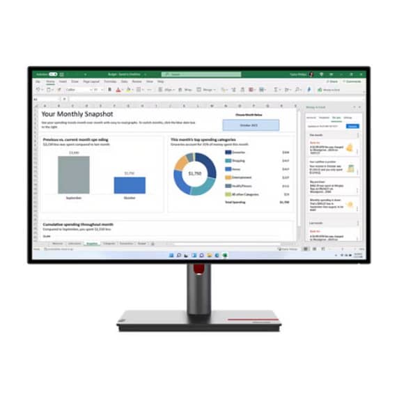 Lenovo Think Vision P27h-30 27inch QHD 2560×1440 Monitor, Anti-glare, HDMI, USB-C, Height, Tilt Adjustment – 63A1GAT1UK Desktop & Monitors "BAE" Charm Bracelet