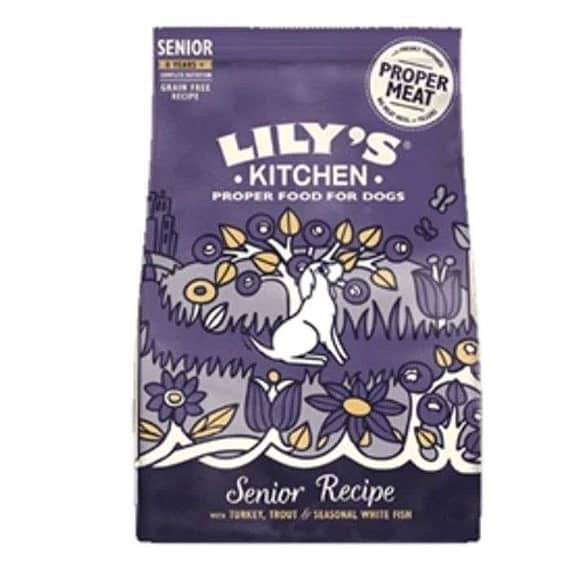 Lily's Kitchen Adult 8+ Senior Recipe Turkey, Trout and Seasonal White Fish Dry Dog Food 2KG Dog Food "BAE" Charm Bracelet