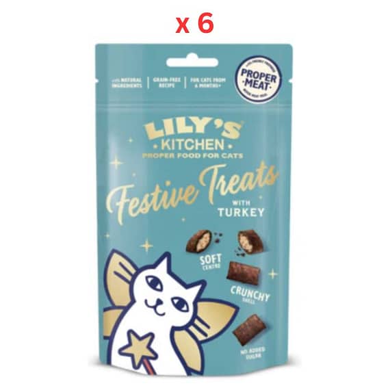 Lily's Kitchen Festive Treats with Turkey For Cats – 60G Pack Of 6 Cat Food "BAE" Charm Bracelet