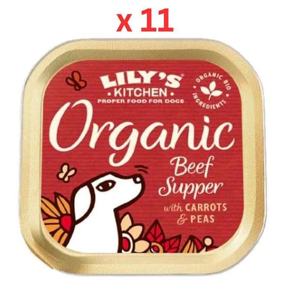 Lily's Kitchen Organic Beef Supper Wet Dog Food Box 11X150G Dog Food "BAE" Charm Bracelet