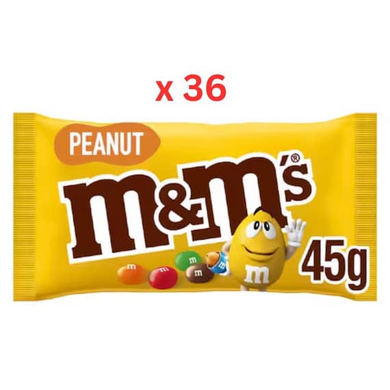 M&M's Peanut Chocolate Candy 45g Box Of 36 Confectionery "BAE" Charm Bracelet