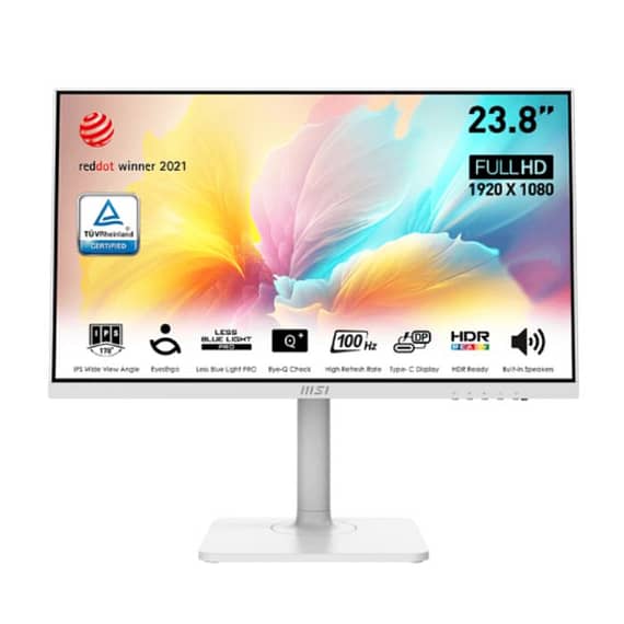 MSI LED MD2412PW 24 Inch FHD 1920 x 1080 Monitor, 1MS, 100Hz, HDMI, USB-C White – 9S6-3PA59H-094 Gaming Monitors "BAE" Charm Bracelet