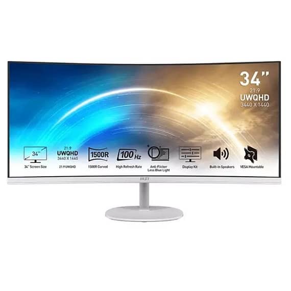 MSI Pro MP341CQW 34 Inch VA, 100Hz, 1ms, Curved Gaming Monitor – White – 9S6-3PB2CT-033 Asus "BAE" Charm Bracelet