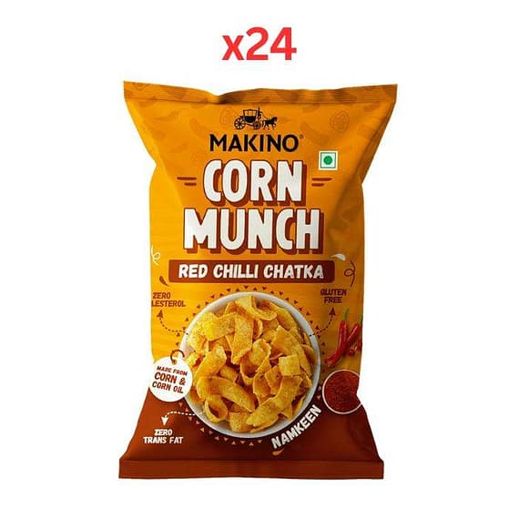 Makino Corn Munch Red Chilli Chatka 150g (Pack Of 24) Confectionery "BAE" Charm Bracelet