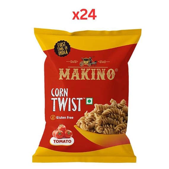 Makino Corn Twist Tomato 60g (Pack Of 24) Confectionery "BAE" Charm Bracelet