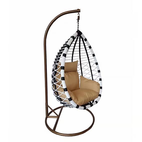Maple Leaf Hanging Swing Chair with Cushion Black/White Household "BAE" Charm Bracelet