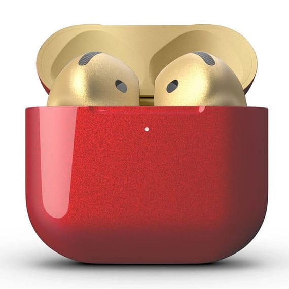Merlin Craft Customized Apple Airpods 4 Combo Red Gold Apple Products "BAE" Charm Bracelet