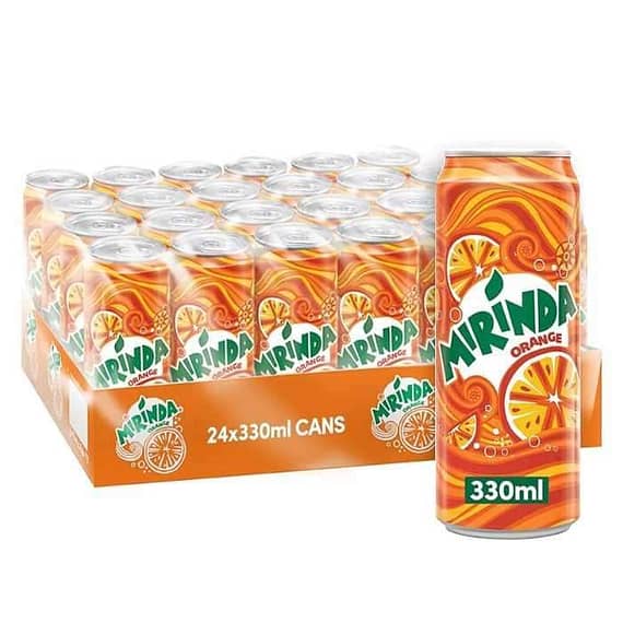 Mirinda Orange Carbonated Soft Drink Can 330 ml x 24 Carton Beverages "BAE" Charm Bracelet