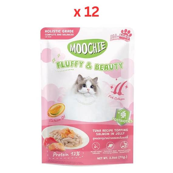 Moochie Tuna Recipe Topping Salmon In Jelly Cat Food For Fluffy & Beauty 70g (Pack Of 12) Cat Food "BAE" Charm Bracelet