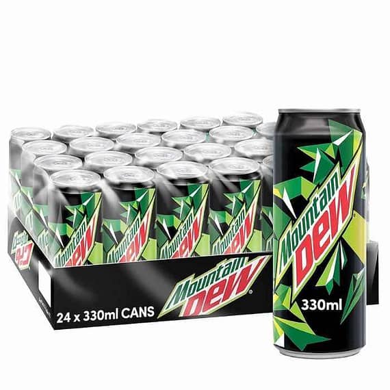 Mountain Dew Carbonated Soft Drink Can 330 ml x 24 Carton Beverages "BAE" Charm Bracelet