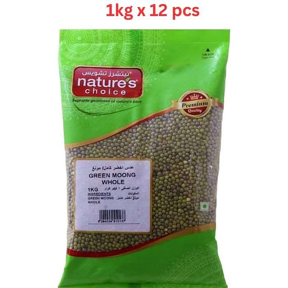 Natures Choice Green Moong Whole, 1 kg Pack Of 12 (UAE Delivery Only) Grocery "BAE" Charm Bracelet