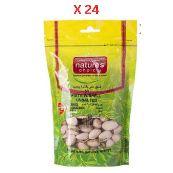 Natures Choice Pista With Shell Unsalted, 200 gm Pack Of 24 (UAE Delivery Only) Dates & Dry Fruits "BAE" Charm Bracelet