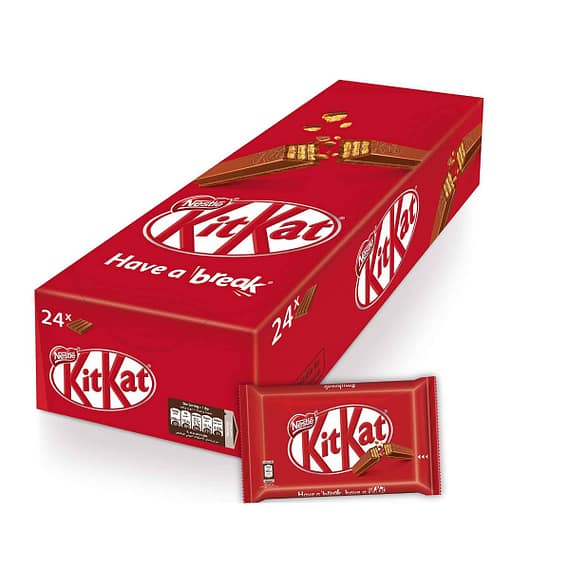 Nestle Kit Kat 4 Finger Milk Chocolate Wafer 24 x 41.5gm Confectionery "BAE" Charm Bracelet