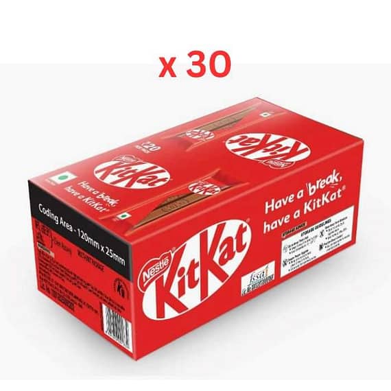 Nestle Kitkat 2 Fingers Chocolate Coated Wafer 18.5 G Box Of 30 Confectionery "BAE" Charm Bracelet