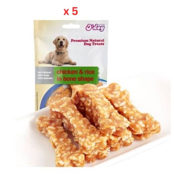 O'dog Chicken And Rice In Bone Shape Snack – 100g (Pack Of 5) Dog Food "BAE" Charm Bracelet