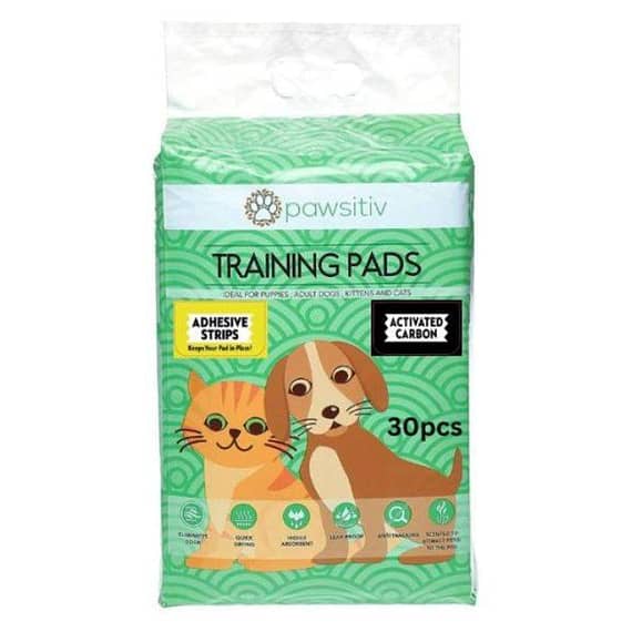 Pawsitiv Charcoal Training And Pee Pads For Puppy, Kitten, Dog And Cat With Adhesive Strips- 30Pcs Litter & Housetraining "BAE" Charm Bracelet