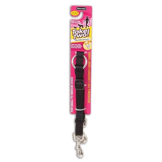 Petmate Take Two Adjustable Coupler 1 Inch X 24-36 Inch Black Collars & Harnesses "BAE" Charm Bracelet