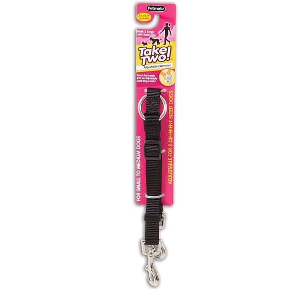 Petmate Take Two Adjustable Coupler 1In X 24-36In Black Collars & Harnesses "BAE" Charm Bracelet