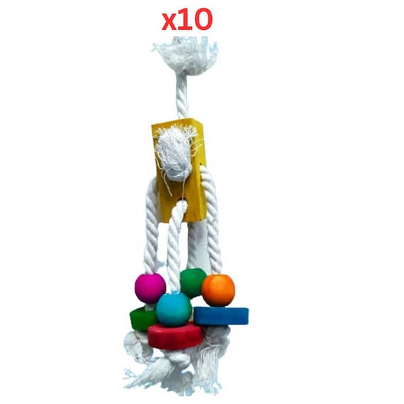 Pets Club Natural Wooden Bird Toy H-26 Cm, W-5 Cm (Pack of 10) Pet Supplies "BAE" Charm Bracelet