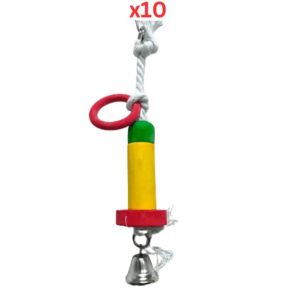 Pets Club Natural Wooden Bird Toy With Bell H-25 Cm, W-3 Cm (Pack of 10) Pet Supplies "BAE" Charm Bracelet